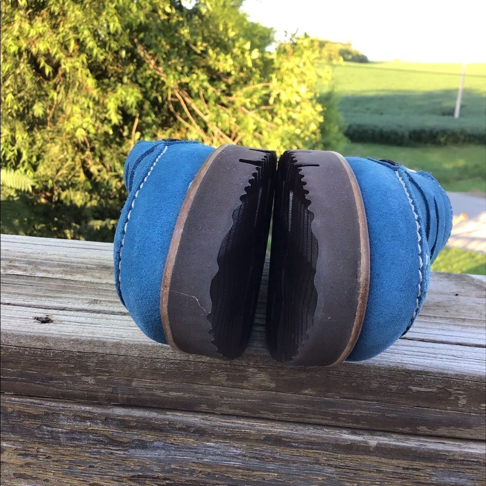 Girotti Blue Suede Penny Loafers Size 39 - Picture 9 of 13